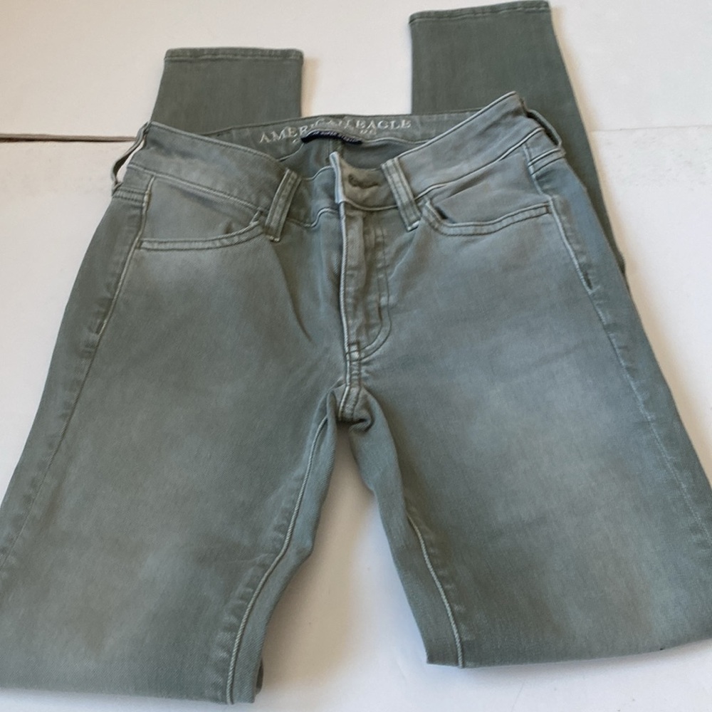 American Eagle Outfitters, Super Super Stretch, Moss Green Jeans